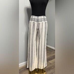 #10). Happily Grey Striped Linen blend Pants with comfy waist